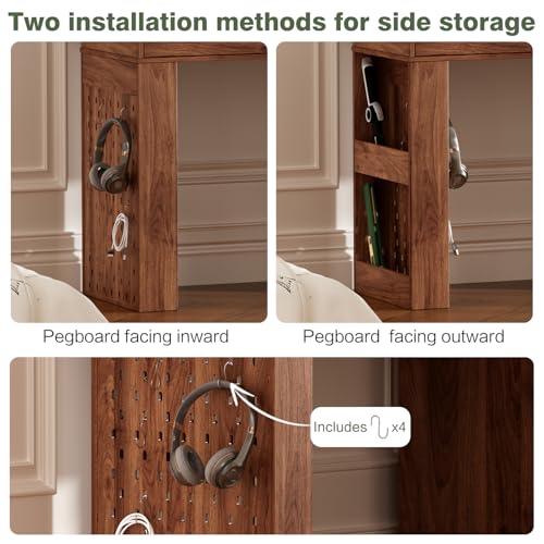 YYJ Makeup Vanity Desk with Large Mirror and Lights&Charging Station,3 Lighting Modes,Desk Vanity with 8 Storage Drawers and 8 Shelves,Makeup Table for Bedroom,Dressing Table with Nightstand,Walnut YYJ