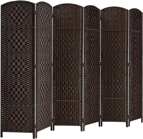 Rose Home Fashion Room Divider, 6 ft Tall Room Dividers and Folding Privacy Screens, 16in Privacy Screen 6 Panel Dark Coffee Space Temporary Wall Foldable Partition Separation Rose Home Fashion