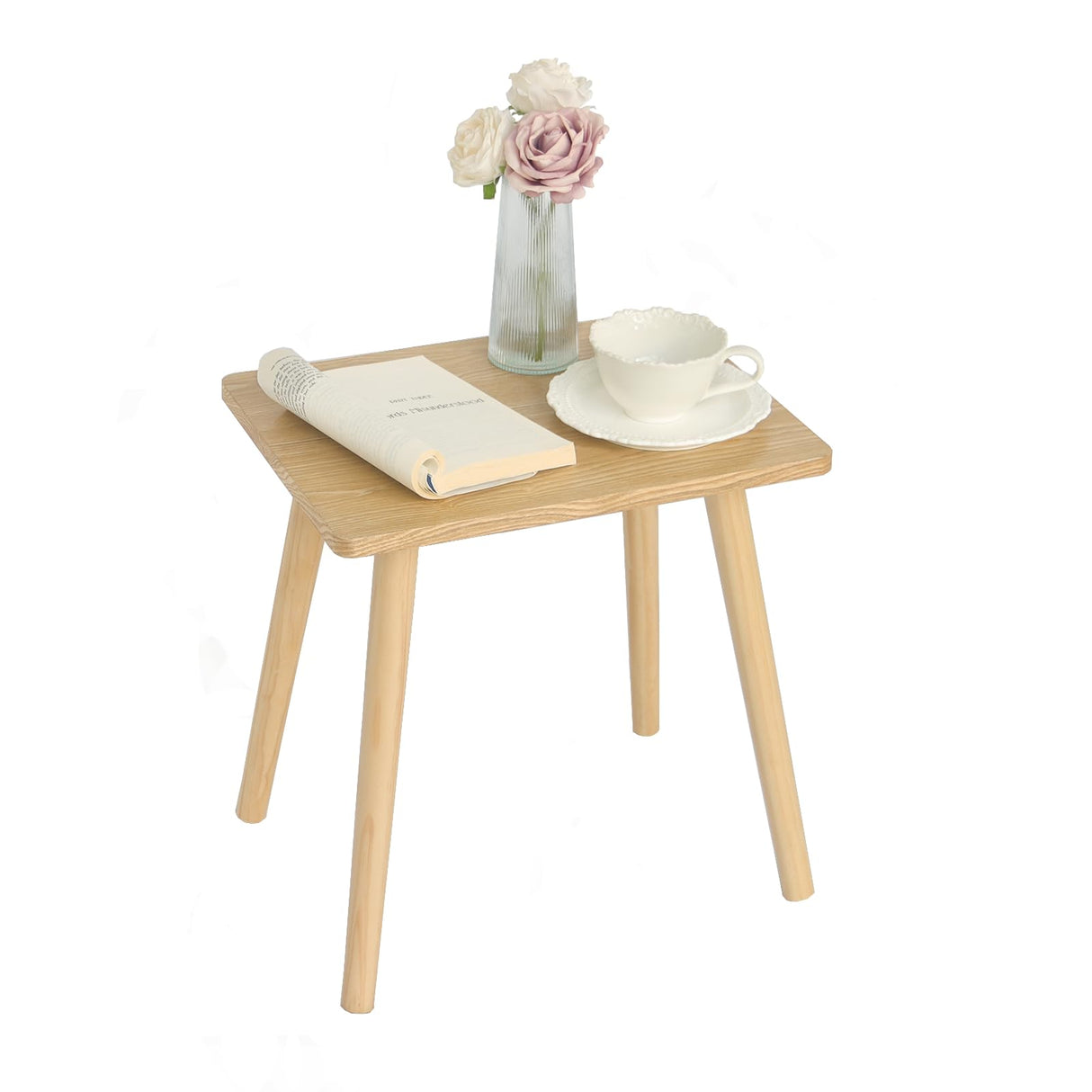 AWASEN Side Table, Small End Accent Table for Living Room Bedroom Office Small Spaces, Modern Wood Side Table Nightstand with Solid Wood, Easy Assembly, (Natural) AWASEN