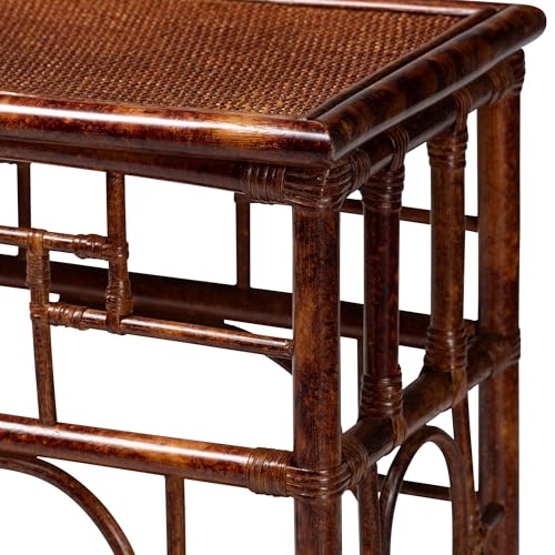bali & pari Sebalio Tortoise Natural Rattan Console Table with Open Shelf bali & pari