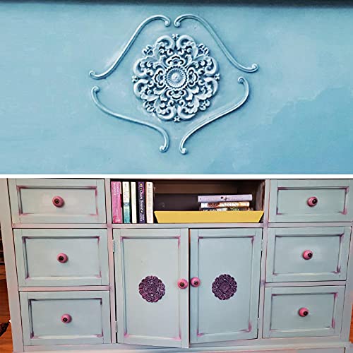 MUXSAM Retro Wood Carved Onlays Appliques, Round Solid Woodcarvings Center Decals for Closet Door Cabinet Drawer Wall Ceilling Dresser Wardrobe MUXSAM