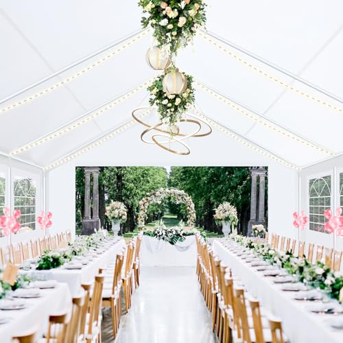 COBIZI 20x20 Party Tents Heavy Duty Tent, Tents for Parties with 6 Removable Sidewalls & 4 Built-in Sandbags, Wedding Tent for Party Outside UV50+ Waterproof, White COBIZI