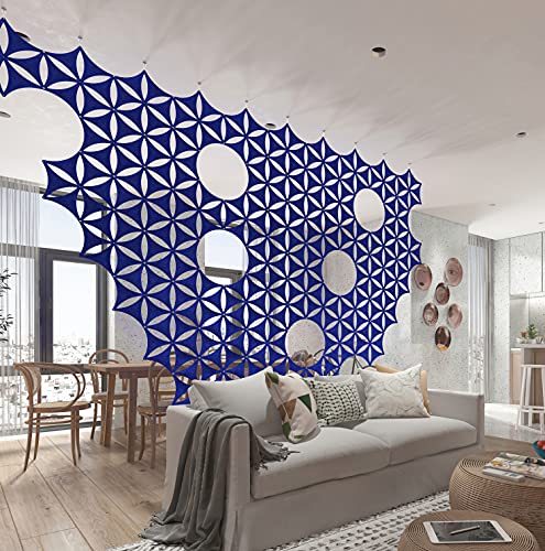 OSHIYINN Felt Fiber Surface High Density Polyester Fiber Board 3D Flower Venus 14"x12" Hanging Room Divider Panel Cut Room Partition Home Decoratio(12 Pcs)(Sky Blue) OSHIYINN