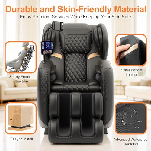 GOLD TIME Upgraded Massage Chair Full Body, Zero Gravity Recliner with Heat, 10 Fix Points, Bluetooth, Touch Screen, Footrest, Shiatsu Massage Chair Full Body for Parents, Seniors & Easy Assembly GOLD TIME