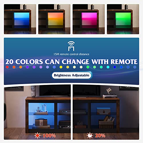 WLIVE TV Stand for 65 Inch TV, Entertainment Center with Adjustable Glass Shelves, LED TV Console, TV Stands for Living Room, Rustic Brown WLIVE