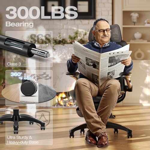ELABEST X100 Ergonomic Mesh Office Chair with Footrest, Big and Tall Hone Desk Chair with 5D Flip-Up Arms, Adjustable 3D Lumbar Support,Gaming & Executive Computer Chairs ELABEST