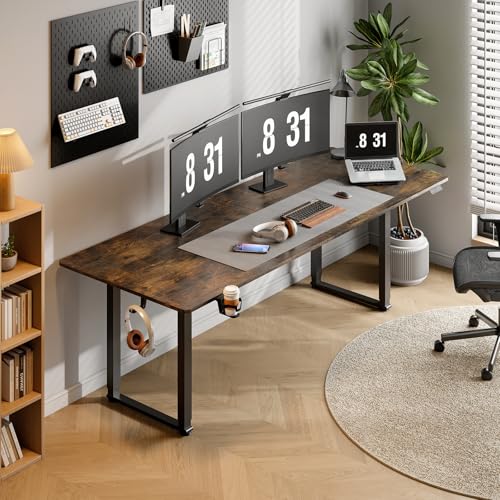 ONBRILL Standing Desk, 71x32 Inches Rectangle Stand Up Desk with 4 Legs, Dual Motor and Memory Controller, Adjustable Height from 28-46 Inches for Home and Computer Workstation, Rustic Brown ONBRILL