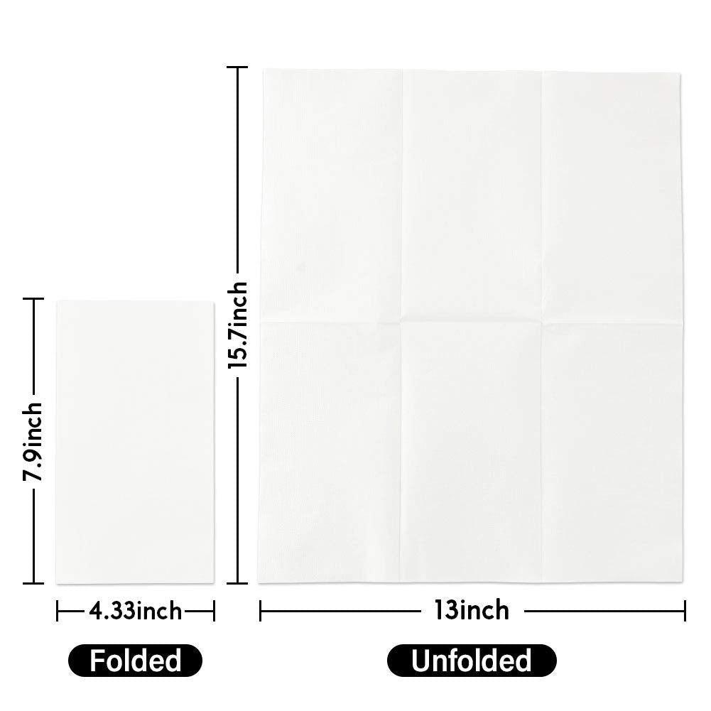 Vplus 400 Pack Premium Quality Guest Towels Disposable Dinner Napkins Soft, Absorbent, Party Napkins for Wedding Reception,Parties, Dinners or Catering Events,and Everyday Use (White, 400) Vplus