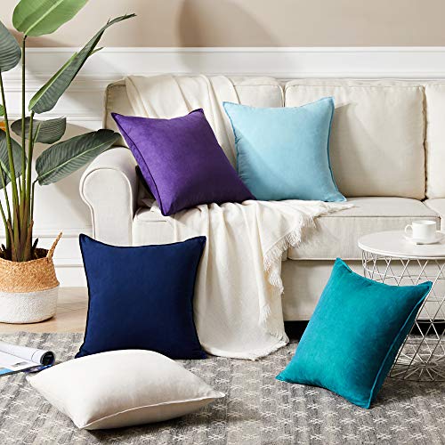 Fancy Homi Ivory 26x26 Pillow Covers Set of 2, Euro Pillow Sham 26x26, Super Soft Faux Suede Square Solid Big Cream Throw Pillow Covers for Couch Bedroom 66x66 cm Fancy Homi