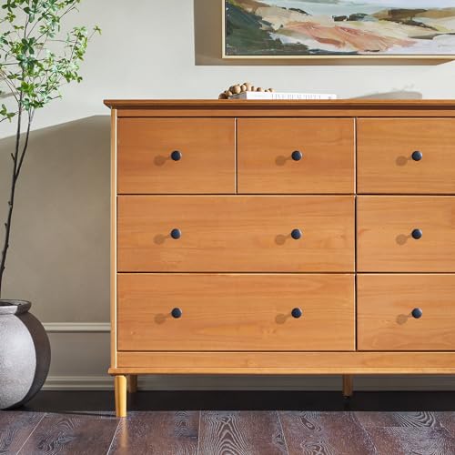 Walker Edison Modern 6-Drawer Solid Wood Dresser Bedroom Storage, 57 Inch, Caramel-T Walker Edison