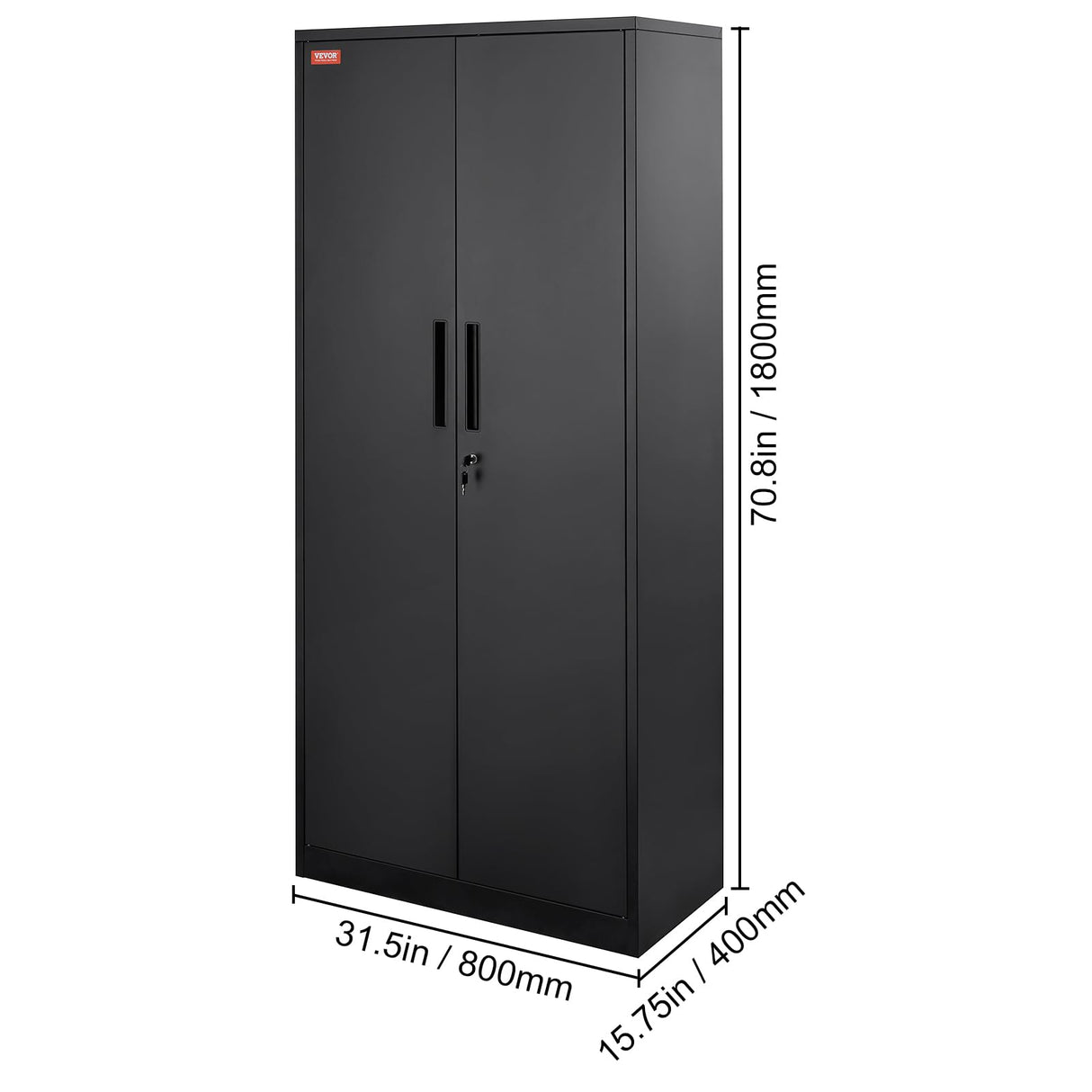 VEVOR Metal Storage Cabinet, Steel Locking Storage Cabinet with 2 Magnetic Doors and 4 Adjustable Shelves, 71'' Metal Cabinet 200 lbs Capacity per Shelf with 3 Keys, for Office, Home, Garage, Black VEVOR