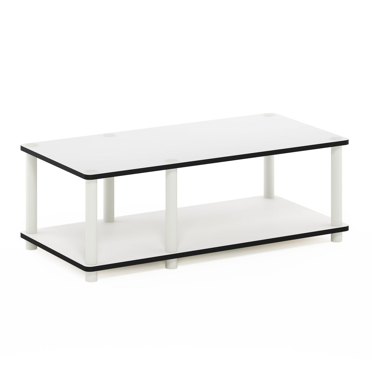 Furinno Just No Tools Mid TV Stand, White w/White Tube Furinno