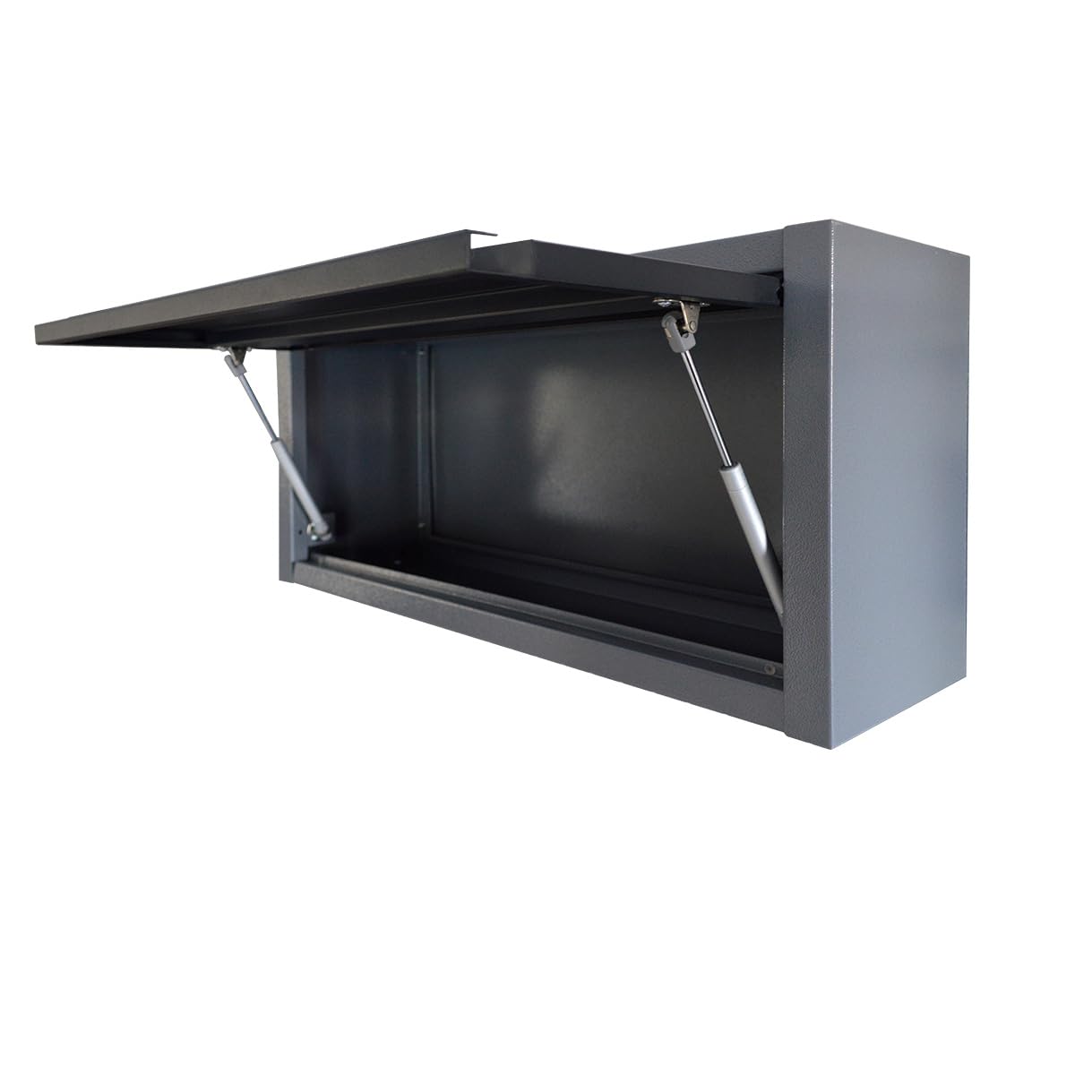 JZD Small Metal Wall Mounted Storage Garage Cabinet with Flip Up Door, Black & Grey JZD
