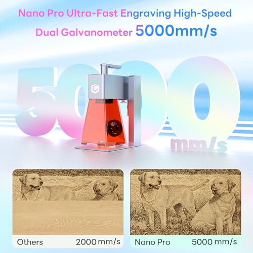Longer Nano Pro 12W Portable Laser Engraver with Rotary Extension and Slide Extension, 5000mm/s High-Speed, DIY Engraver Tool for Wood, Acrylic, Leather, Cloth, Metal, Ceramics Longer