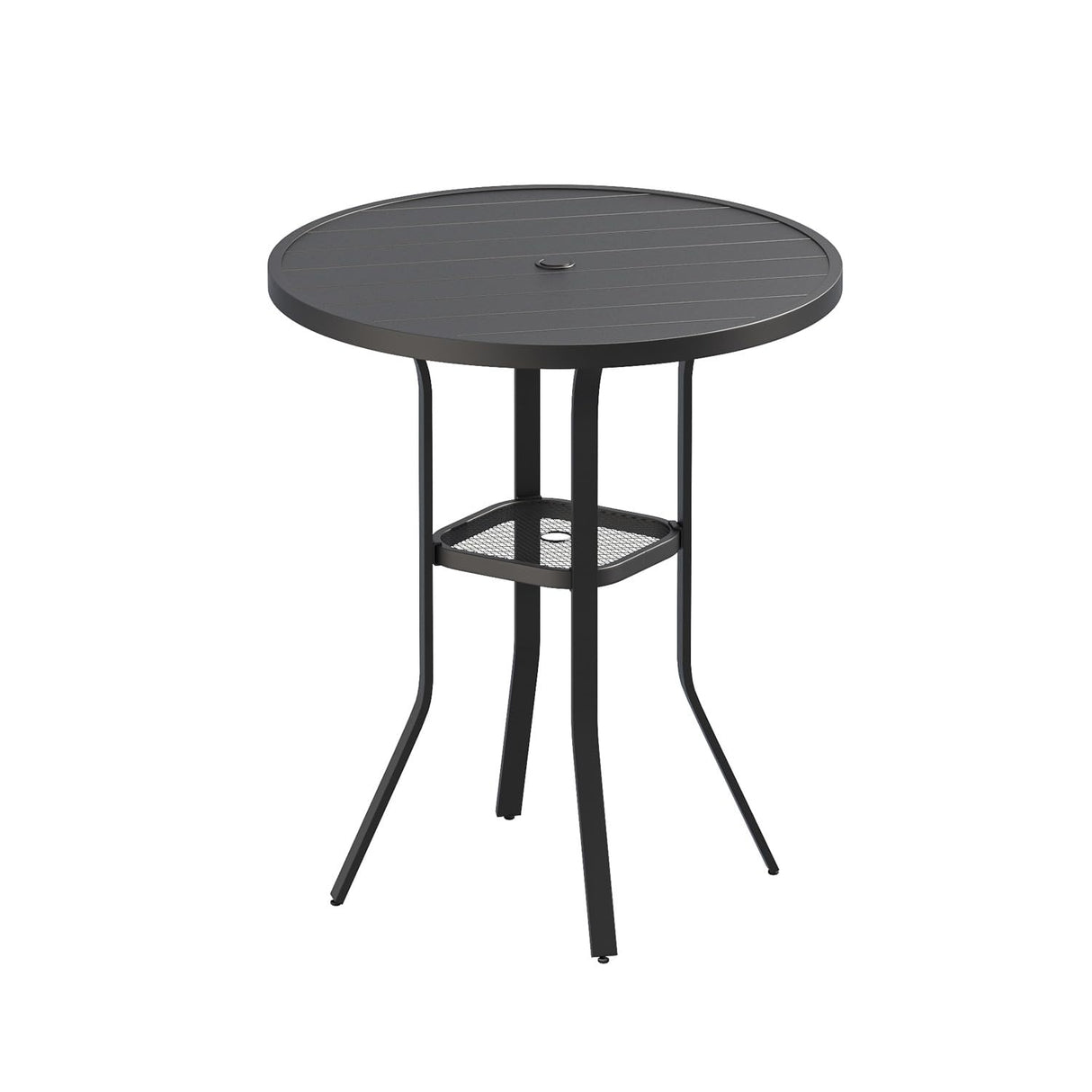 VICLLAX 35.5" Round Outdoor Bar Table, Bar Height Patio Table with Adjustable Umbrella Hole for Balcony, Black VICLLAX