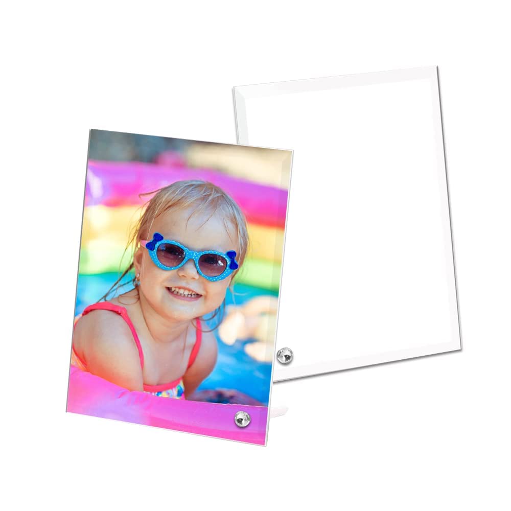 MR.R 2 piece 8'' Sublimation Blanks Glossy Glass Photo Frame,No Edge Picture Frame for Heat Transfer Printing,7x9 inch MR.R
