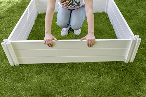 Vita Classic 4'X4'x11 Vinyl Raised, White VT17108 x 4ft Modular Garden Bed, 11" H Vita
