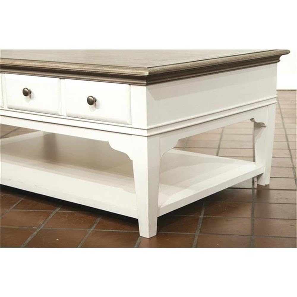 BOWERY HILL Contemporary 4-Drawer Storage Solid Wood Coffee Table in Natural for Living Room, 28" D x 48" W x 20" H BOWERY HILL