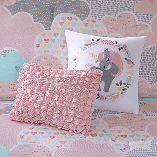 Intelligent Design Kids Comforter Vibrant Fun and Playful Unicorn Print Down Alternative All Season Children Bedding-Set, Girls Bedroom Décor, Twin/Twin XL, Cloud Pink with 2 dec pillows Intelligent Design