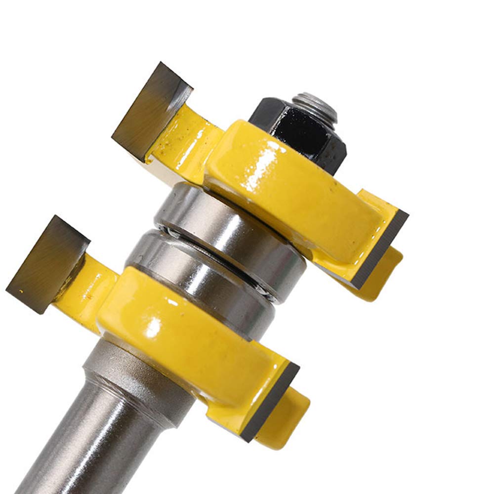 Yakamoz 1/2 Inch Shank Adjustable Tongue and Groove Router Bit Set 1-1/2" Stock Woodworking Cutting Milling Tools YAKAMOZ