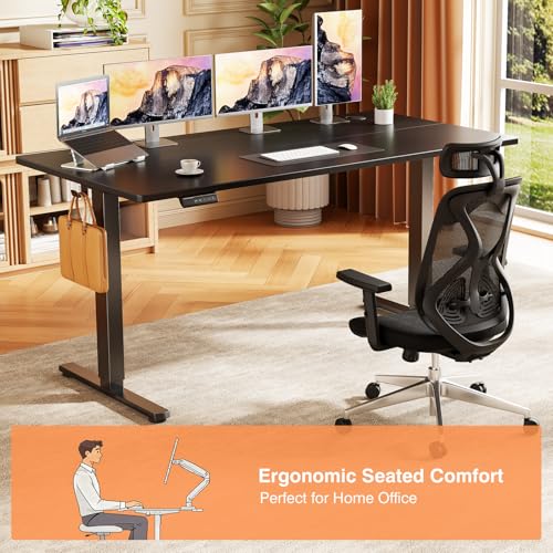 NEWBULIG 55x24 Inch Electric Standing Desk Height Adjustable, Sit Stand Computer Workstations Rising Lift PC Table Ergonomic Riser for Home Office Gaming Writing Student, Black NEWBULIG