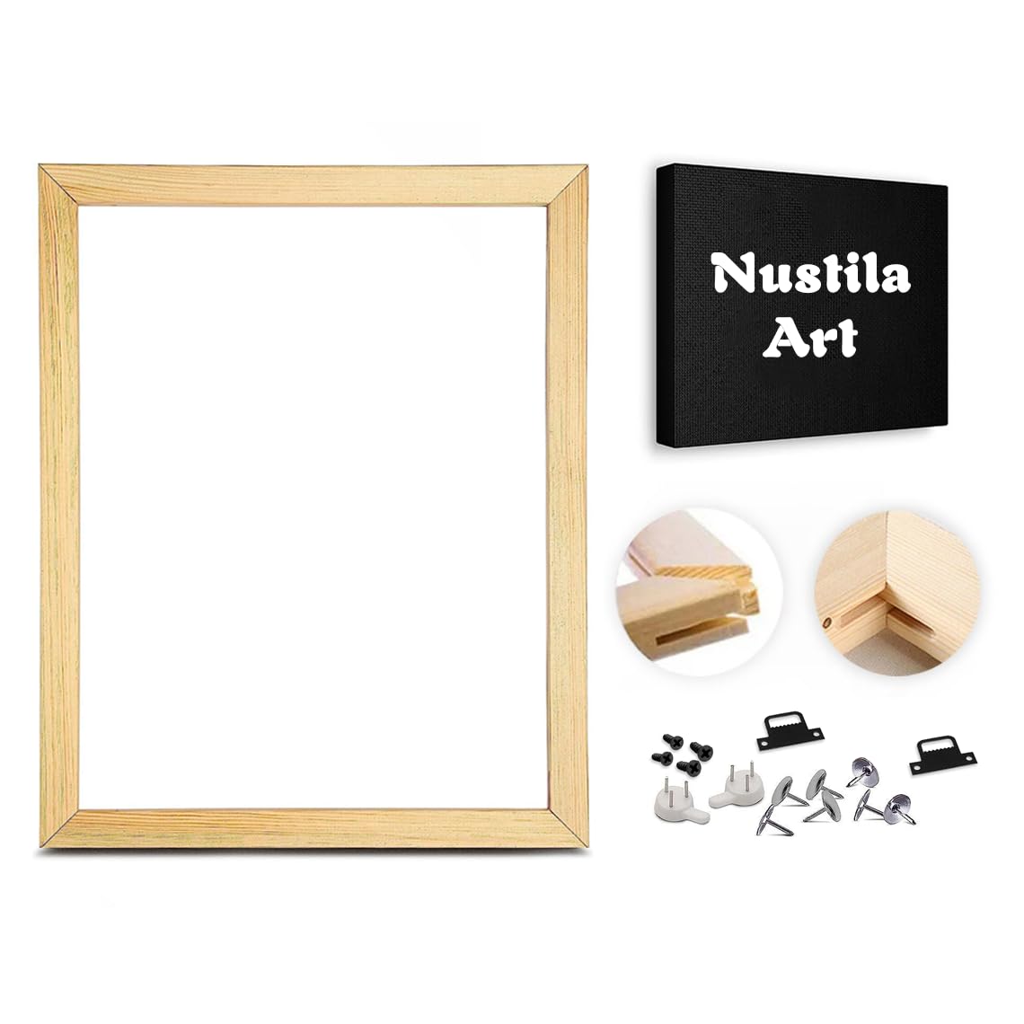 DIY Canvas Stretcher Bars Canvas Frame Sturdy Stretcher Frames Gallery Wrapped Canvas Wall Art Frame Kits Canvas Wood Stretcher Bars for Oil Paintings Prints Paint by Numbers Posters - 12x16 Inch Nustila