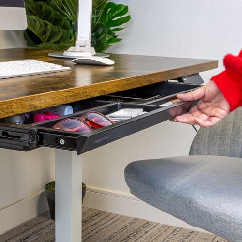 Mount-It! Under Desk Drawer with 4 Compartments, Deep Low-Profile Slide-Out Storage Organizer, 25.8″ x 12.5″ x 1.6″, Smooth Glide Pull-Out Tray for Traditional & Single Motor Standing Desks, Black Mount-It!