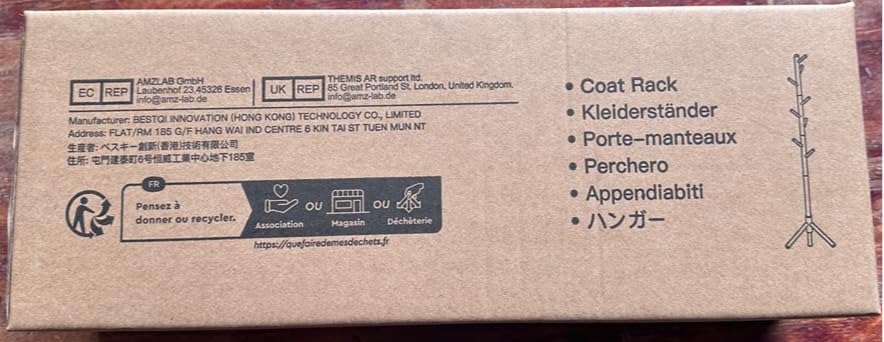 Pipishell Coat Rack Sturdy Wooden Coat Rack Stand, Adjustable Coat Tree, Free Standing Tree Hanger with 4 Sections & 8 Hooks, for Home/Bedroom/Office/Hallway/Entryway Pipishell