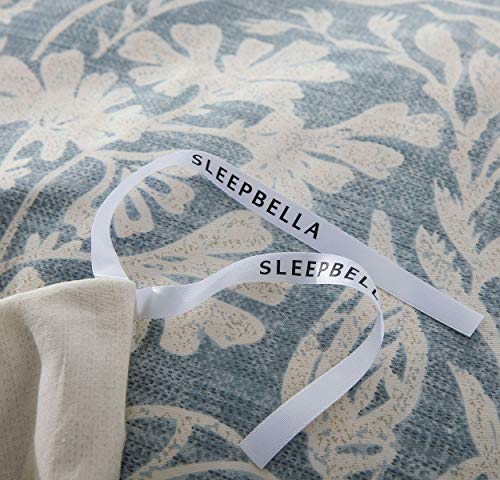 SLEEPBELLA Duvet Cover Queen Size, 600 Thread Count Cotton Beige & Bluish Grey Printed with Luxurious Leaves Pattern Reversible Botanical Comforter Cover Sets, Bedding Set 3Pcs (Queen, Beige Paisley) SLEEPBELLA