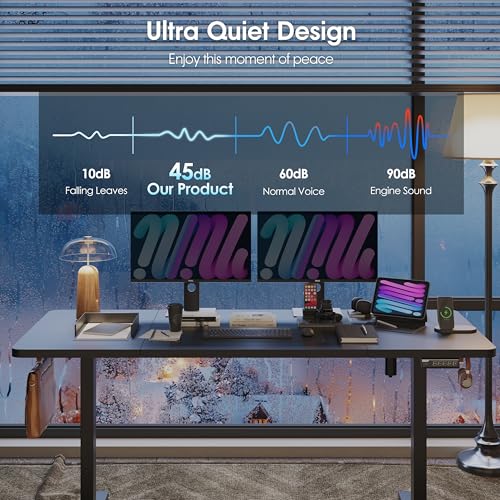 Monomi Electric Standing Desk, 63 x 28 inches Height Adjustable Ergonomic Home Office Sit Stand Up Desk with Memory Preset Controller (Black Top/Black Frame) Monomi