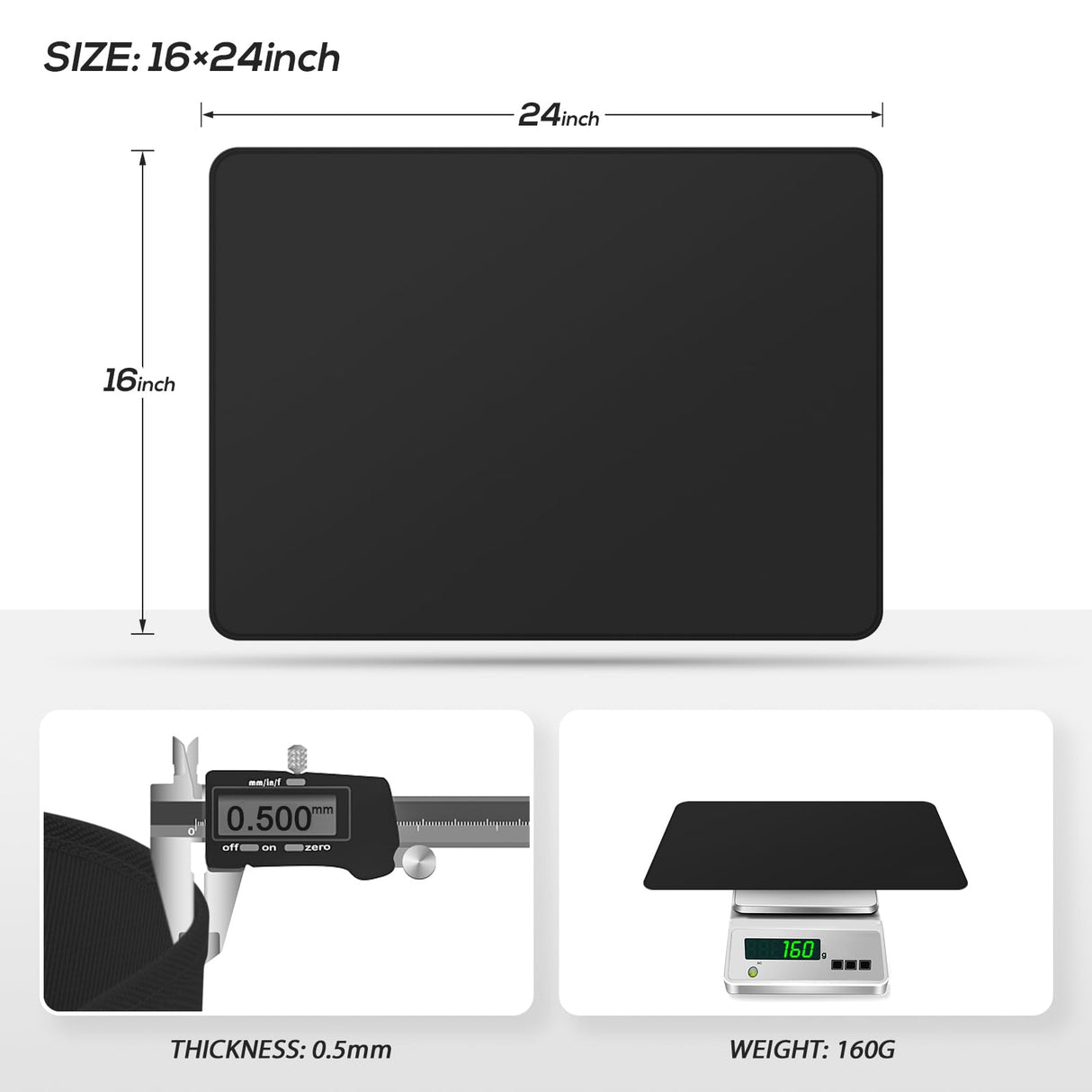 FLASLD Fireproof & Waterproof Under Blackstone Griddle BBQ Mat, Protect Your Prep Table and Outdoor Grill Table - Heat Resistant Grill Table Mat (Black,16 x 24in) FLASLD