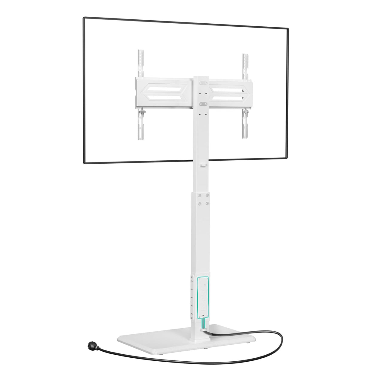 WALI Floor TV Stand with Power Outlet, Tall TV Stand Mount for 32-70 inch TVs up to 110 lbs, Swivel and Height Adjustable TV Stands with Wood Base for Bedroom, Office(TVDVD-7PW), White WALI