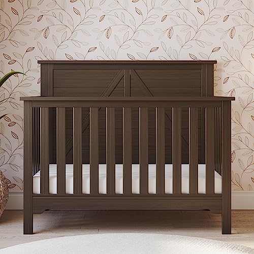 Child Craft Woodland 4-in-1 Convertible Crib, Baby Crib Converts to Day Bed, Toddler Bed and Full Size Bed, 3 Adjustable Mattress Positions, Non-Toxic, Baby Safe Finish (Brushed Truffle) Child Craft