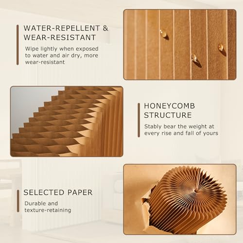 Room Divider Screen - Paper Room Divider,Portable Folding Divider for Office Room, Studio, Dorm & Retail Spaces, Indoor Folding Portable Partition Screen (Brown) Tazyee