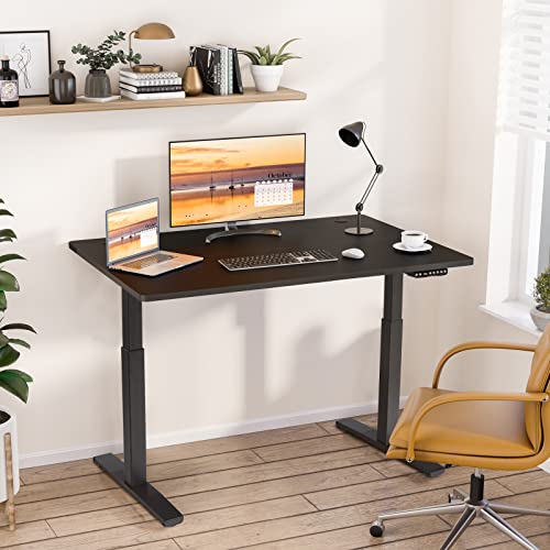 COSTWAY Electric Stand up Desk Frame, Ergonomic Sit to Stand Desk Frame w/Adjustable Height & Width, DIY Workstation Base w/Memory Controller for Home Office(Frame Only) (Black) COSTWAY