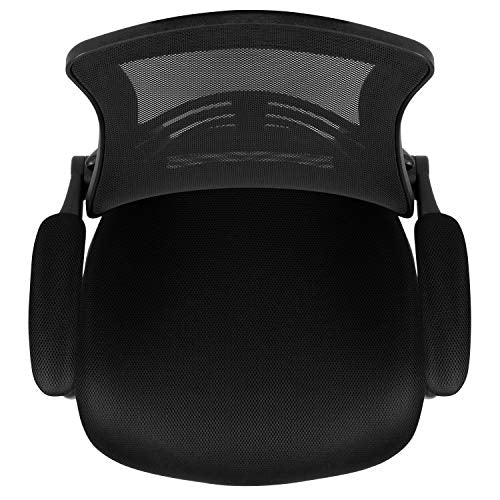 Flash Furniture Kelista Mid-Back Swivel Office Chair with Adjustable Seat Height, Ergonomic Mesh Desk Chair with Flip-Up Armrests, Black Flash Furniture