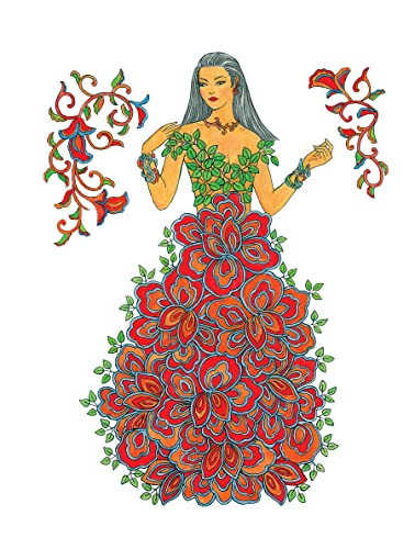 Creative Haven Enchanting Flower Fashions Coloring Book (Adult Coloring Books: Flowers & Plants) WoodArtSupply