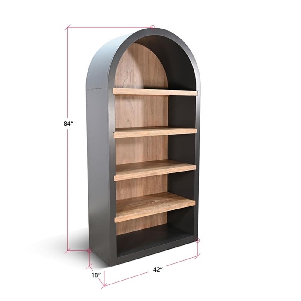 Pemberly Row Modern/Contemporary Arched Solid Wood Bookcase in Black Pemberly Row