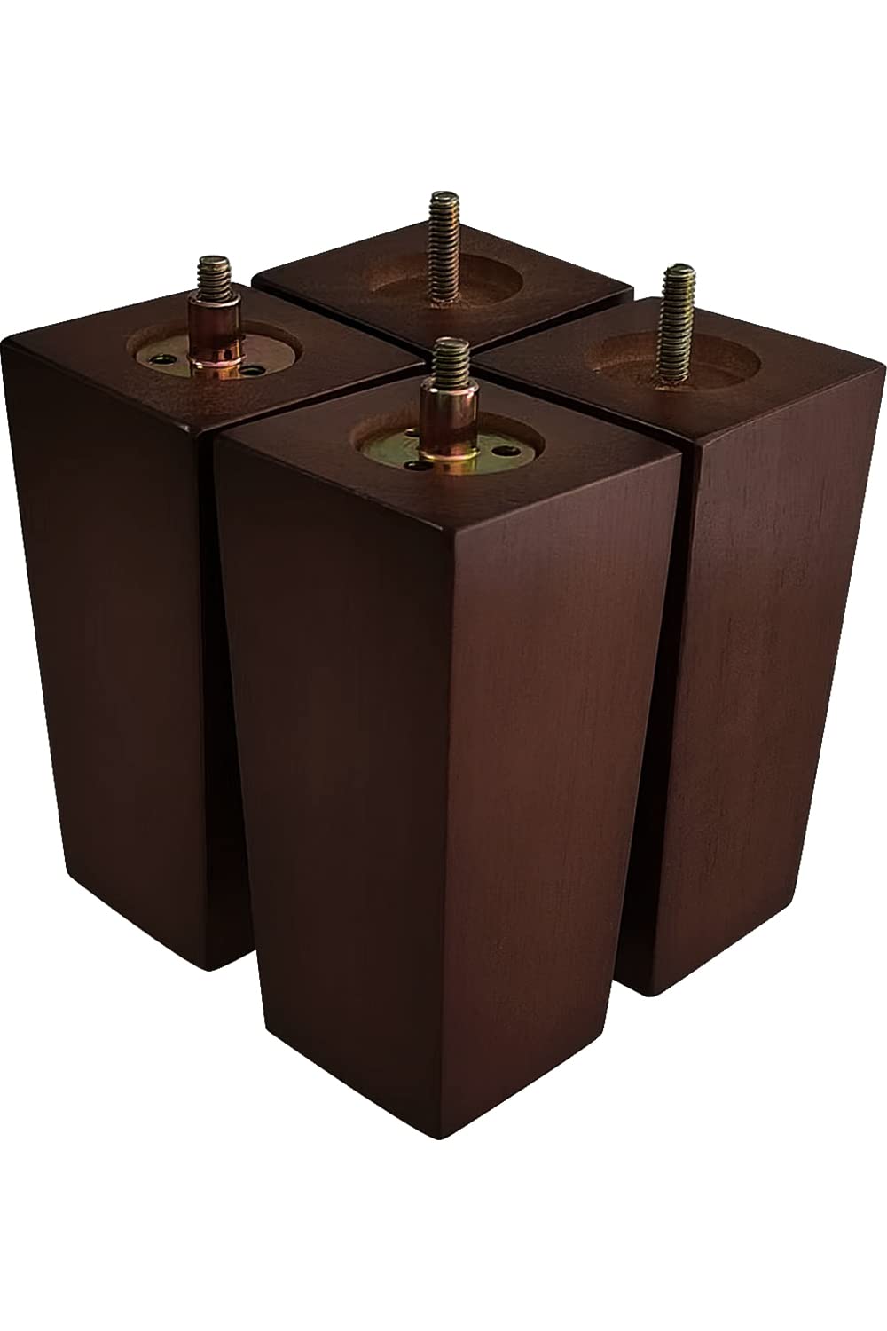 6 Inch Wooden Sofa Legs Set of 4, Brown Square Wood Furniture Feet Couch Legs, Mid Century Modern Dresser Replacement Feet for Chair Cabinet Armchair Recliner Table Or Home DIY Projects Bun Feet GOSCHE