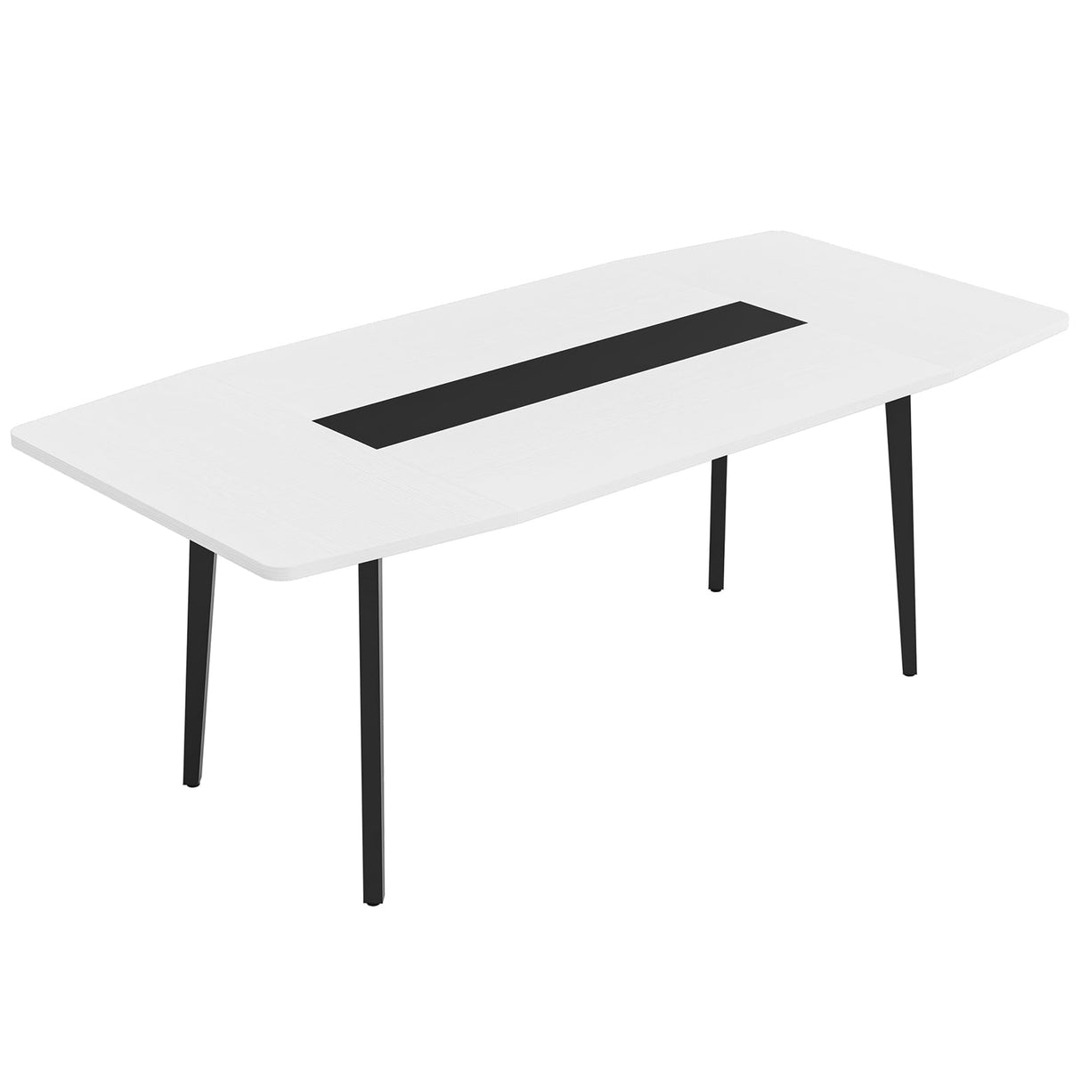 Tribesigns 6FT Conference Table, 70.86L x 35.43W x 29.52H Inches Boat Shaped Meeting Table, Modern Seminar Table for Office Meeting Conference Room (6ft, White & Black) Tribesigns
