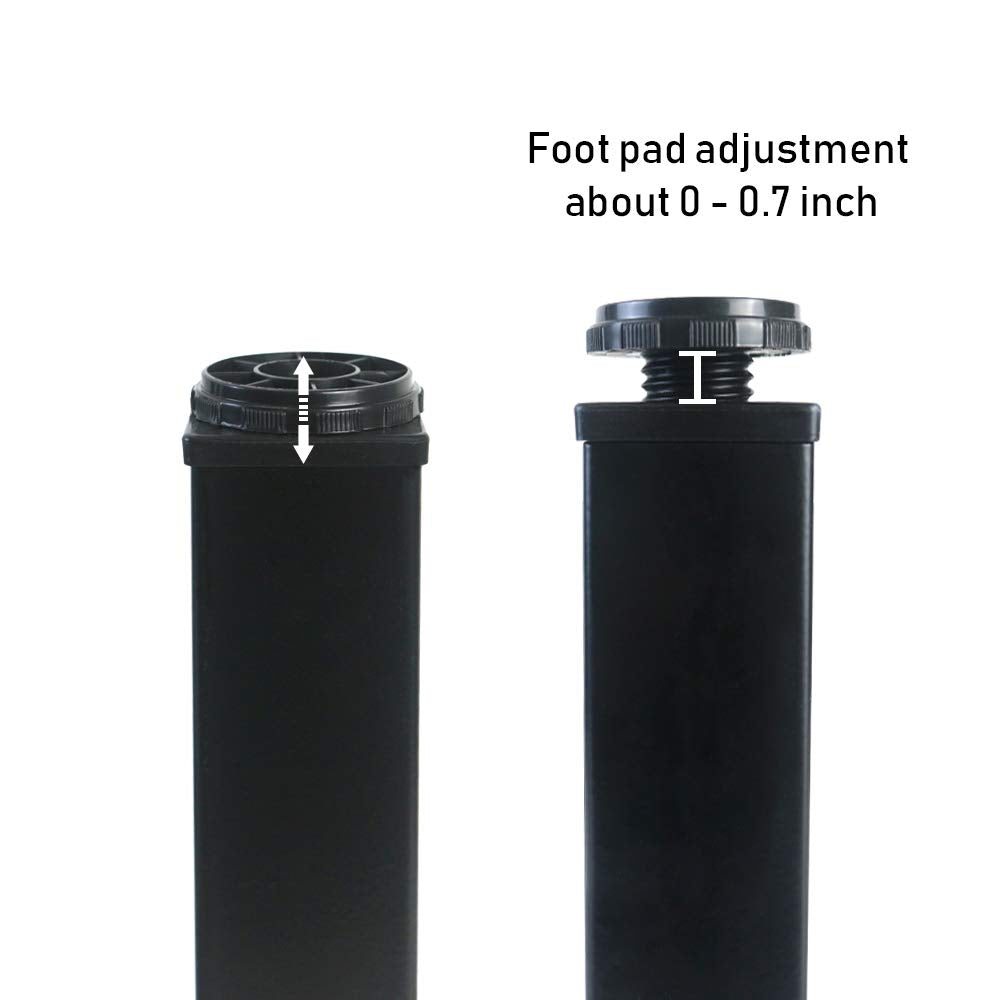 QLLY 28 inch Adjustable Metal Furniture Legs, Square Office Table Furniture Leg, Set of 4 (Black) QLLY