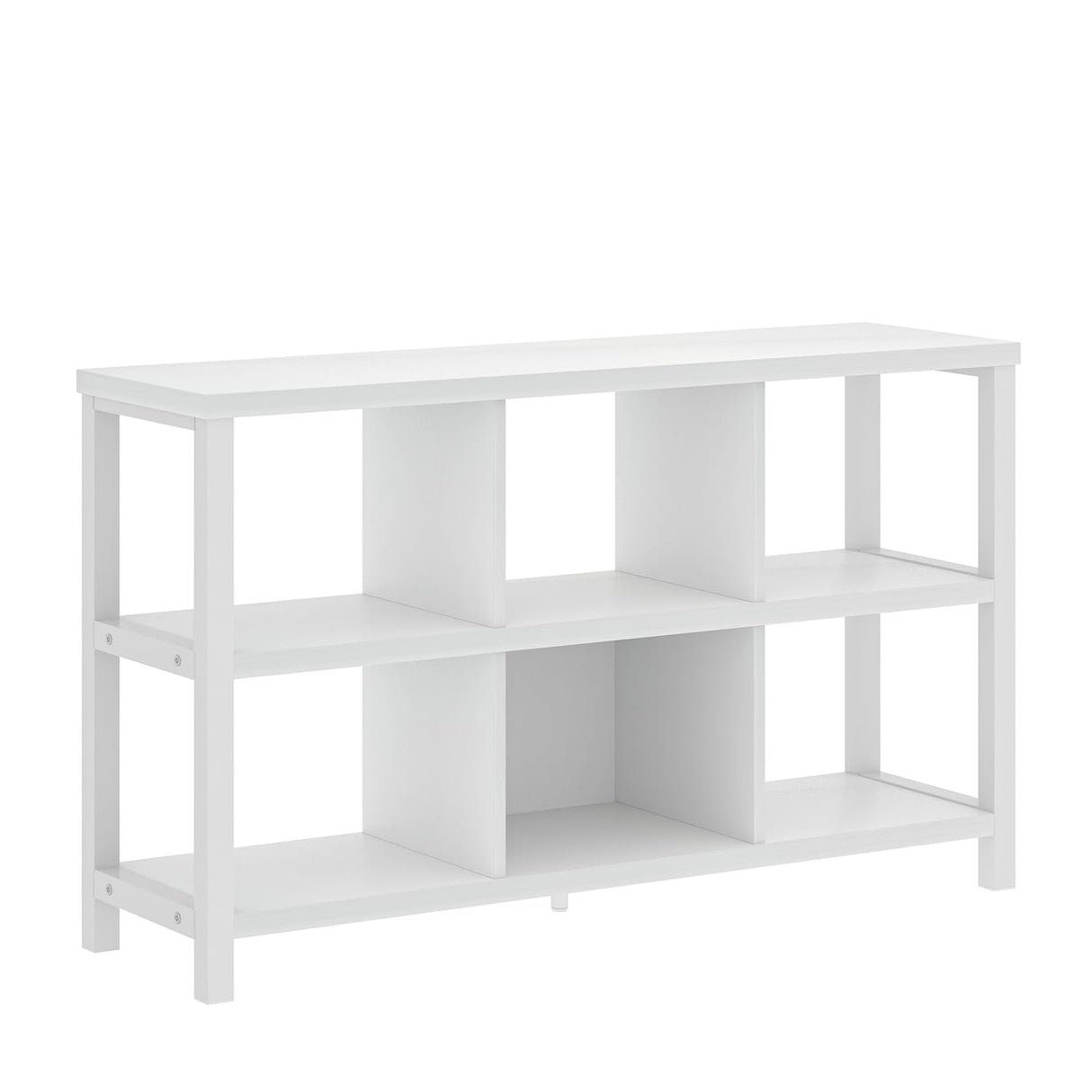 FOLUBAN Horizontal Bookshelf, 6 Cube Storage Organizer with Shelf, Modern Wood and Metal Cubby Bookcase for Bedroom Living Room, White Oak, 47 Inch FOLUBAN