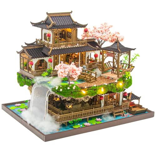 Spilay DIY Miniature House Kit, Fairyland Miniature Dollhouse Kit with Music Box, Mini House Building Kit Book Nook for Adult, Creative Bookshelf Decoration & Unique Gift