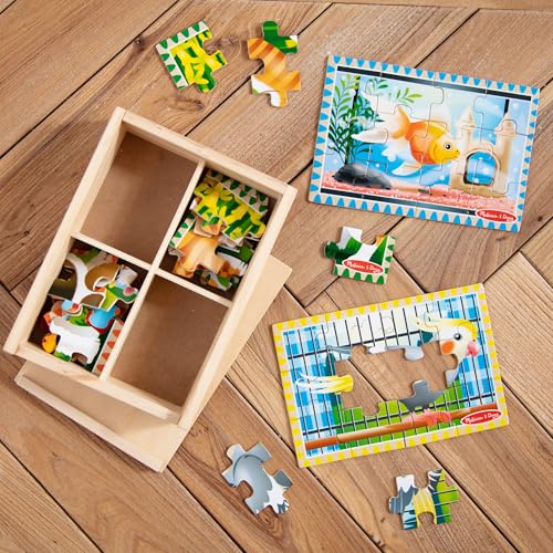 Melissa & Doug Pets 4-in-1 Wooden Jigsaw Puzzles in a Storage Box (48 pcs) - FSC Certified Melissa & Doug