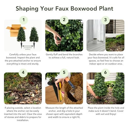 Nearly Natural 2.5ft. UV Resistant Artificial Boxwood Plant with Integrated Ground Stake (Indoor/Outdoor) - Set of 2 Nearly Natural