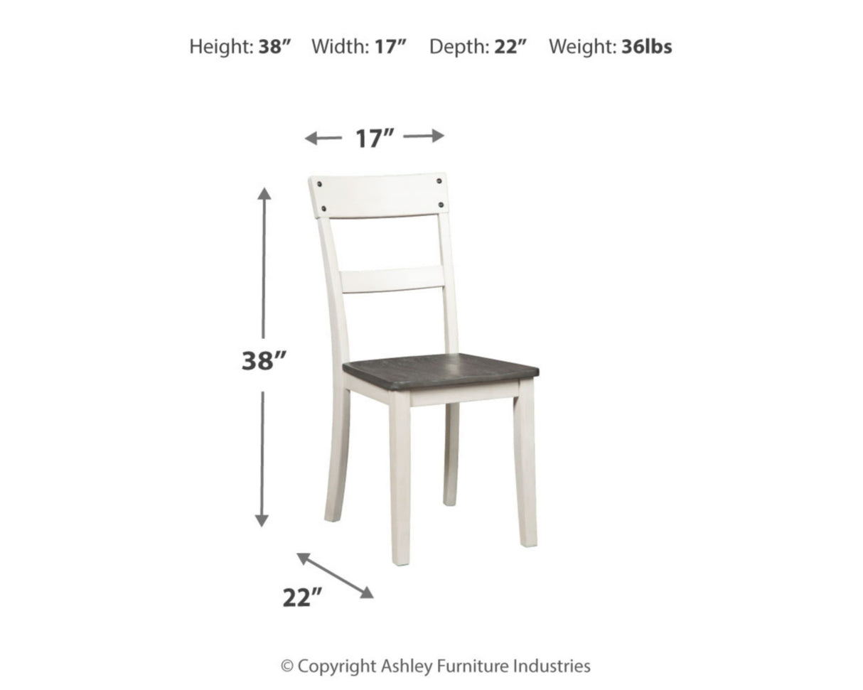 Signature Design by Ashley Nelling Modern Farmhouse 18" Weathered Dining Chair, Set of 2, White & Dark Brown Signature Design by Ashley