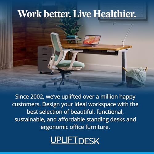 UPLIFTDESK V3 2-Leg Walnut Laminate Wood Standing Desk – Adjustable Height, Advanced 1-Touch Memory Keypad, Under Desk Cable Management, Wire Grommets & Rocker Board (Black C-Frame, 60 x 30 inch) UPLIFTDESK