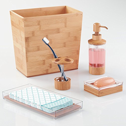 iDesign Rectangular Bamboo Waste Basket, The Formbu Collection – 10.5" x 5.75" x 10”, Natural Wood Finish InterDesign