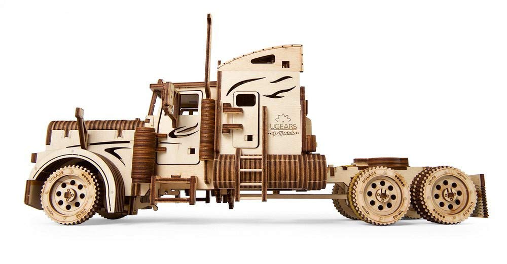 UGEARS Truck DIY Kit – Heavy Boy Truck Model Miniature Plywood DIY Model – Unique and Interesting Present Idea – VM-03 Truck Model with Driver Cabin – Ecological Wooden Model UGEARS