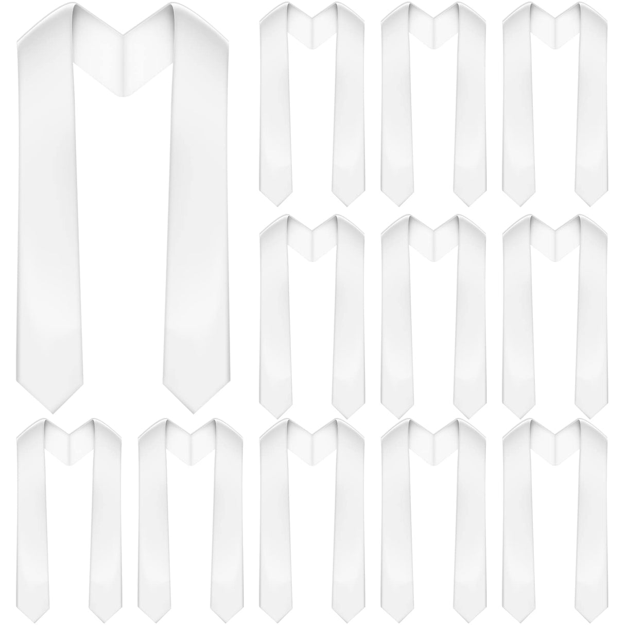 Geyoga 12 Pieces Unisex Graduation Stole Bulk Sublimation Blank Grad Sash Plain Graduate Honor Stole, 70 Inches(White) Geyoga